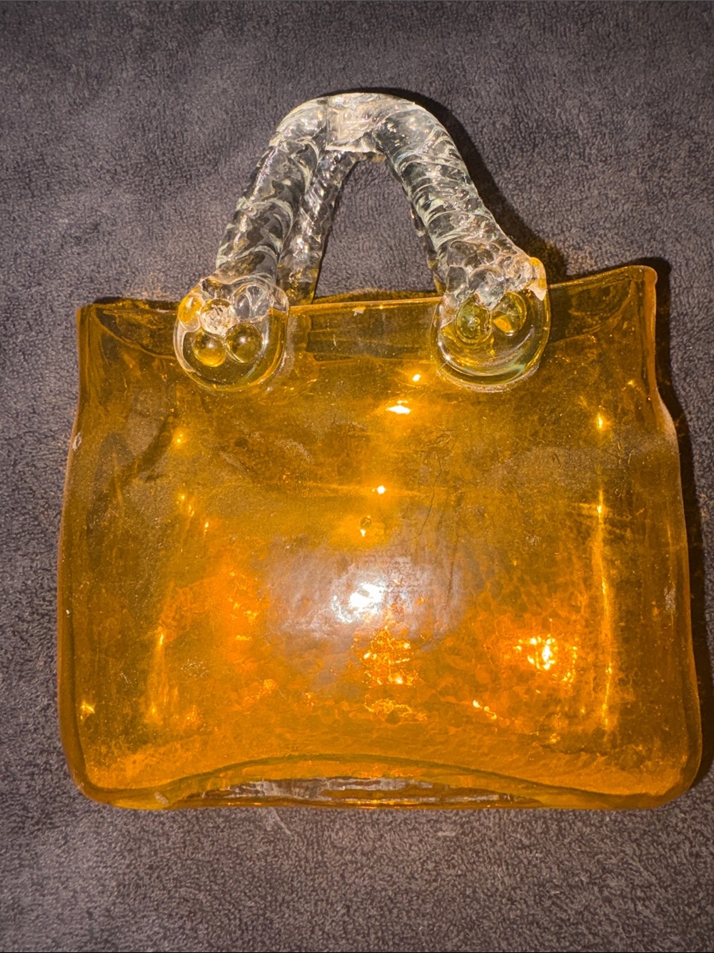 Transparent Amber Tote with Clear Twisted Handles
